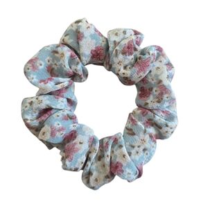 2/$5 Scrunchies (Add To Your Bundle) Mini Blue Floral Chiffon Hair Tie Scrunchie